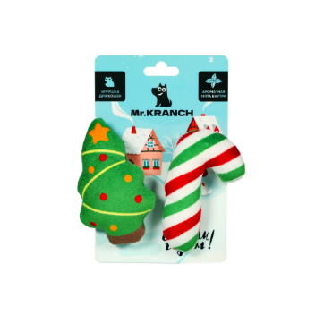 Игрушка Mr.Kranch для кошек Ёлочка и леденец плюшевая с кошачьей мятой