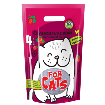 Силикагелевый наполнитель клубничный For Cats