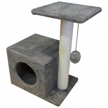 Домик с боковой полкой мех и хлопок 58 Cat House