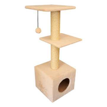 Домик с двумя полками мех и сизаль 100 Cat House