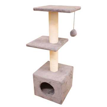 Домик с двумя полками мех и хлопок 100 Cat House
