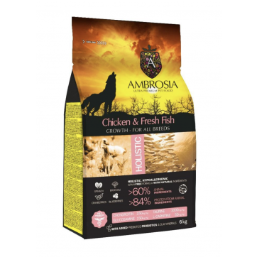 AMBROSIA GF Puppy All Breeds Fresh Chicken & Salmon 