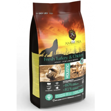 AMBROSIA GF Adult Large Breeds Fresh Turkey & Chicken